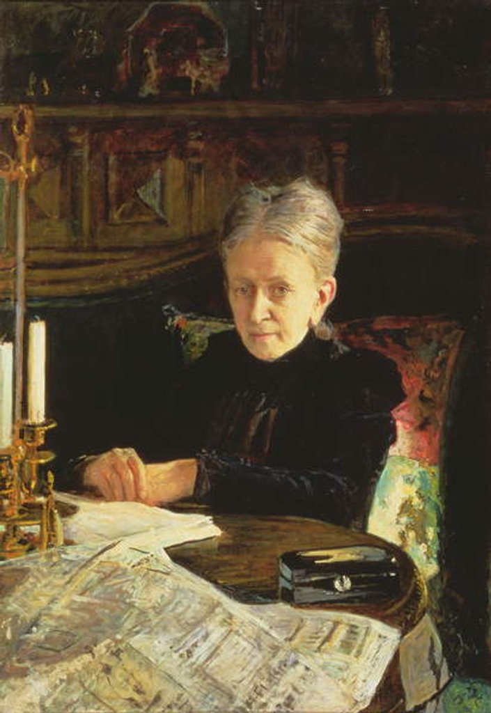 Detail of Portrait of Elena Osipovna Likhacheva Writer and Social Activist, 1892 by Nikolai Nikolaevich Ge