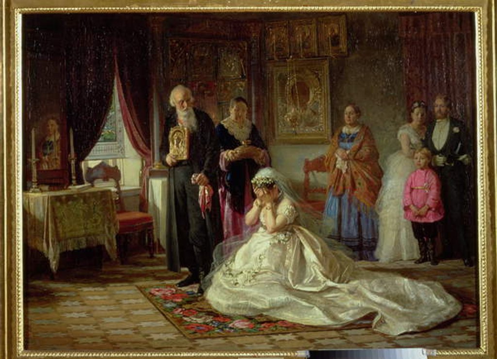 Detail of Before the Wedding, 1874 by Firs Sergeevich Zhuravlev