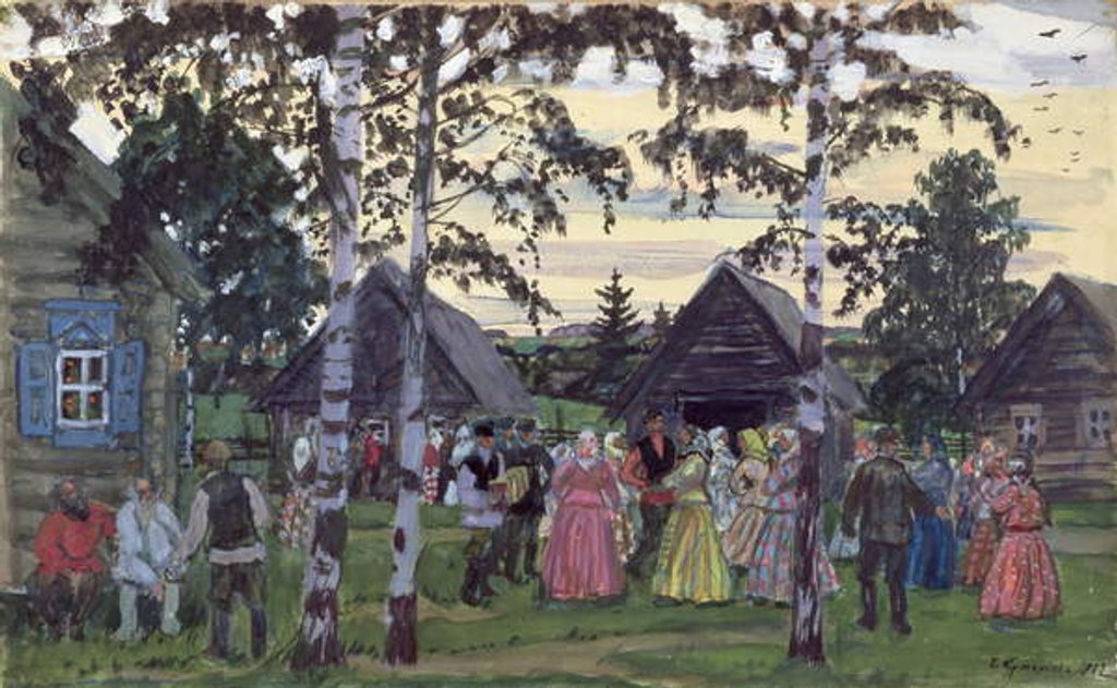Detail of The Khorovod, 1912 by Boris Mikhailovich Kustodiev