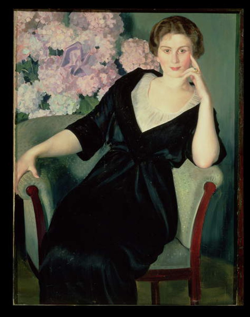 Detail of Portrait of Rene Ivanovna Notgaft 1914 by Boris Mikhailovich Kustodiev