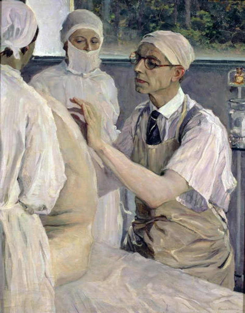 Detail of Portrait of the Surgeon Sergei Sergeevich Yudin 1933 by Mikhail Vasilievich Nesterov