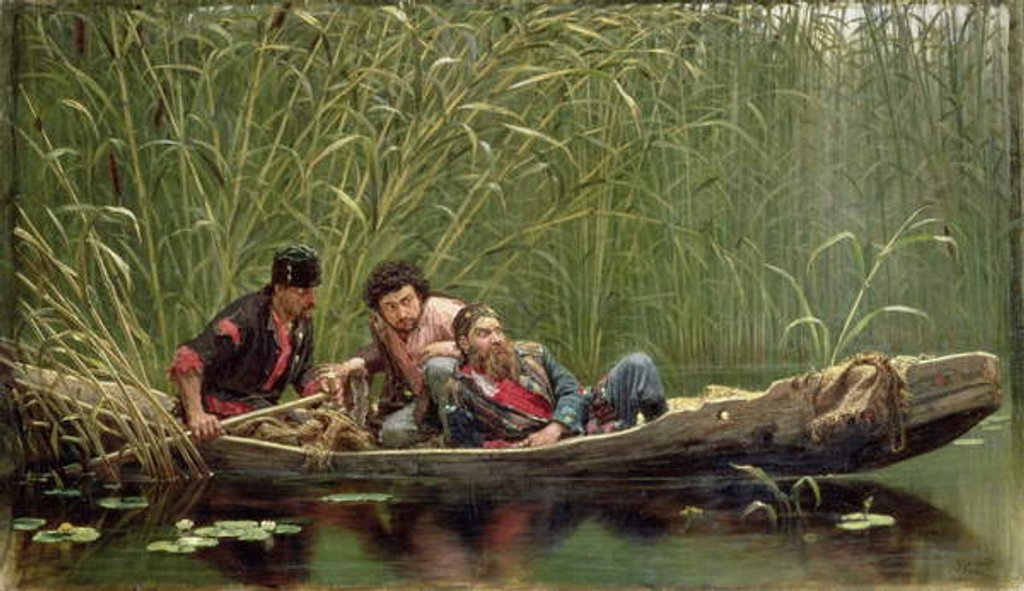 Detail of Suspicious People, 1882 by Konstantin Apollonovich Savitsky