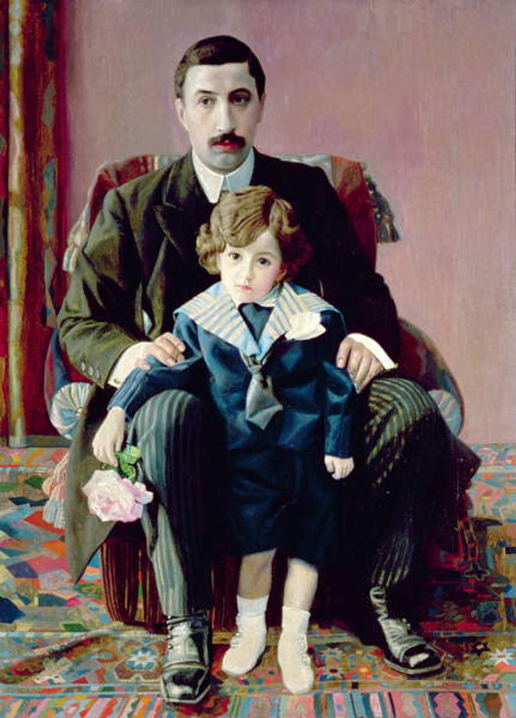 Detail of Portrait of Arman Frantsevich Aziber and his son, 1915 by Pavel Nikolaevich Filonov