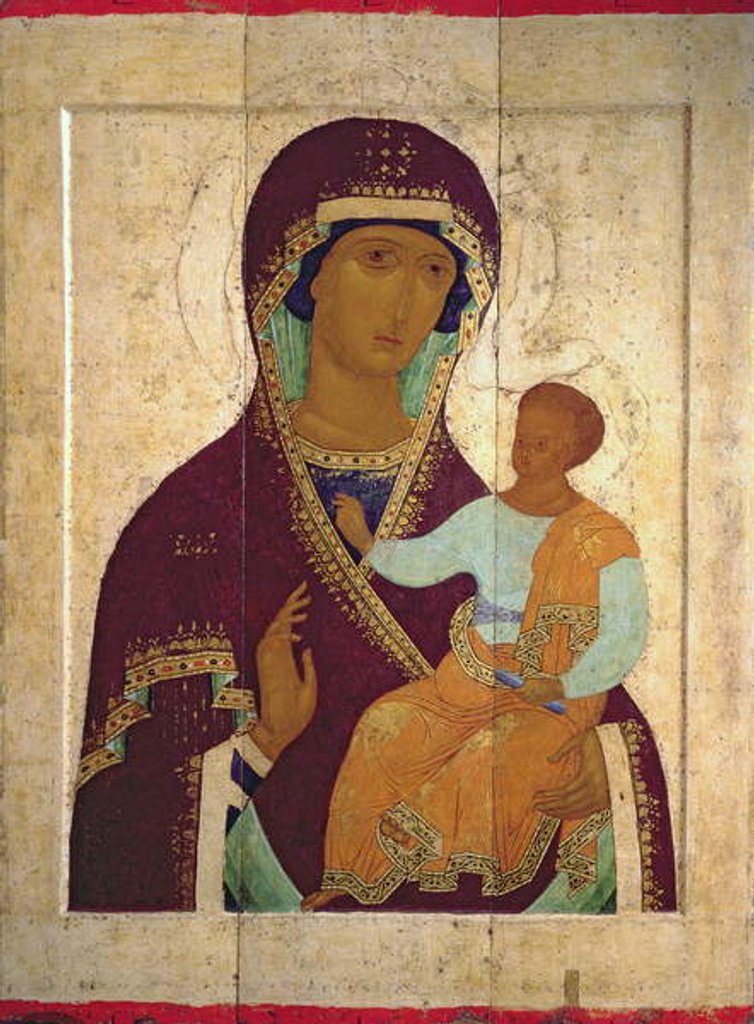Detail of Madonna and Child Hodigitria, Russian icon, 1502 by (and workshop) Dionysius