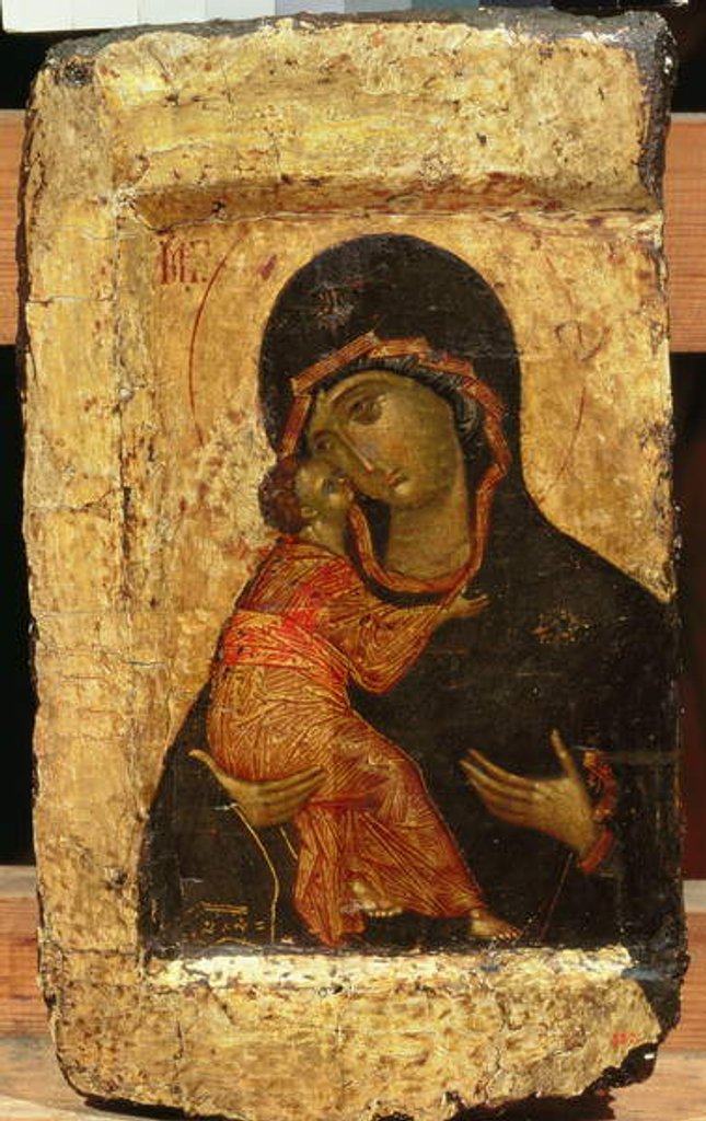 Detail of The Vladimir Madonna and Child, Russian icon, Moscow School by Andrei Rublev