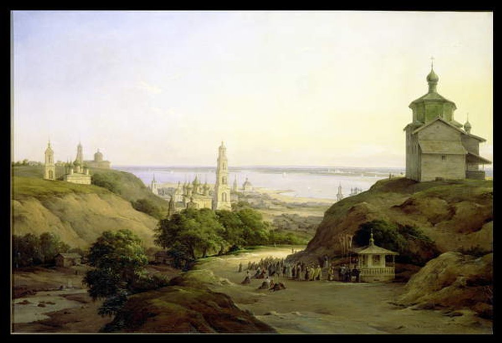 Detail of View of Yuryevets, on the Volga, 1851 by Nikanor Grigor'evich Chernetsov