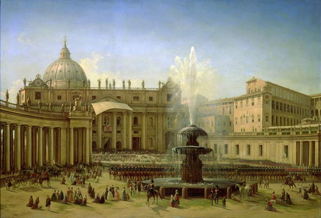 Detail of The Piazza San Pietro in Rome at the time of a Papal Blessing, 1850 by Grigori Grigor'evich Chernetsov
