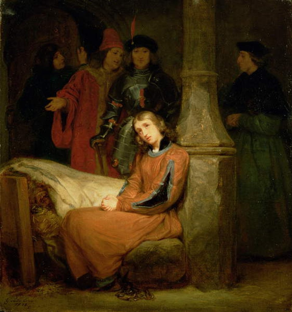Detail of Joan of Arc before Charles VII c.1833 by Gillot Saint-Evre