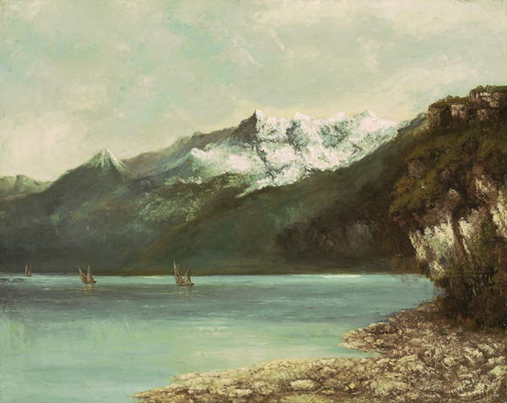 Detail of Lake Geneva and the Dents du Midi, 1877 by Gustave Courbet