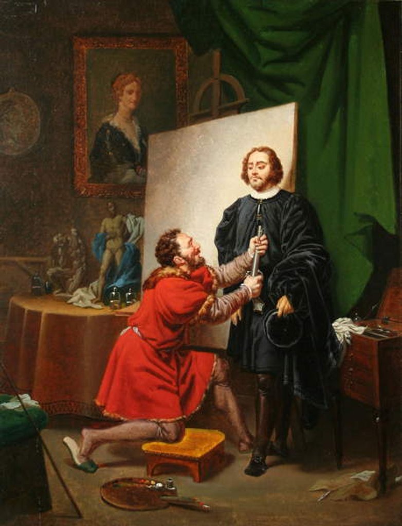 Detail of Aretino in the studio of Tintoretto, c.1822 by Pierre-Nolasque Bergeret