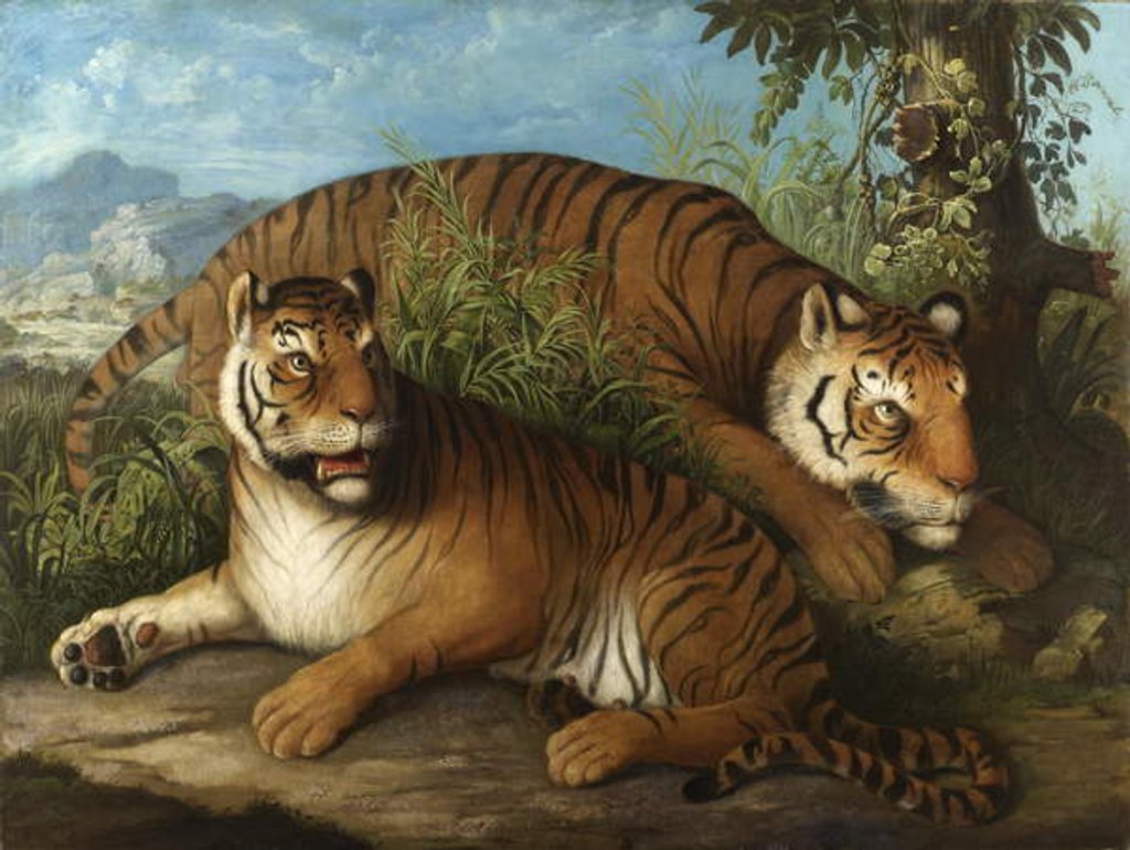 Detail of Royal Bengal Tigers by Johan Wenzel Peter