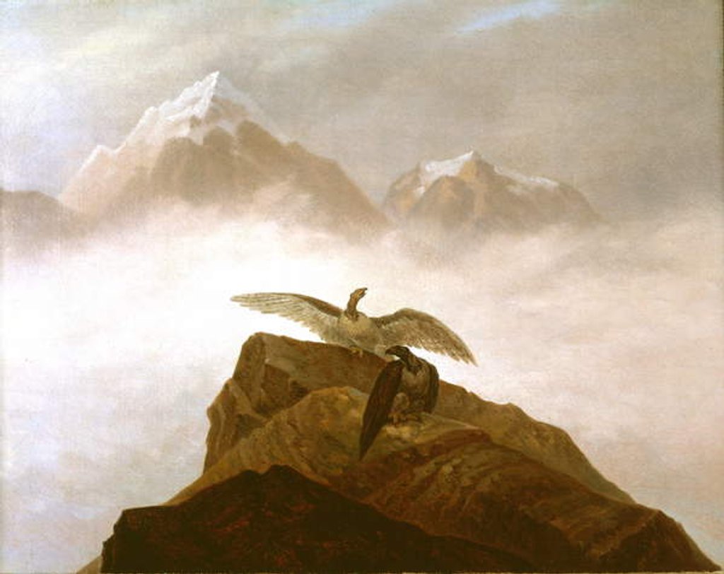 Detail of Eagles Landing on an Alpine Peak by Karl Gustav Carus