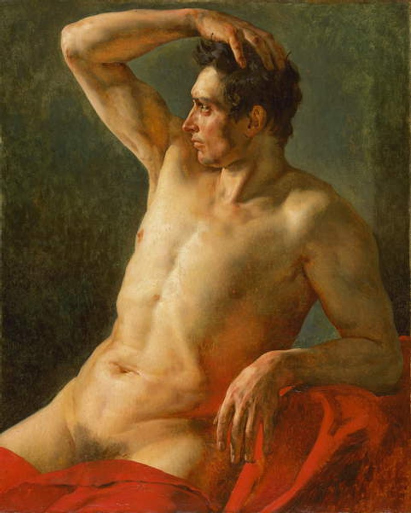 Detail of Male torso in profile, right arm raised, 1812 by Theodore Gericault