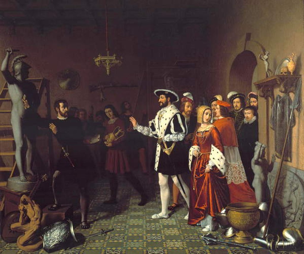 Detail of François I Visiting Benvenuto Cellini At The Castle Of Nesle, c.1845 by Louis-Joseph Grisée