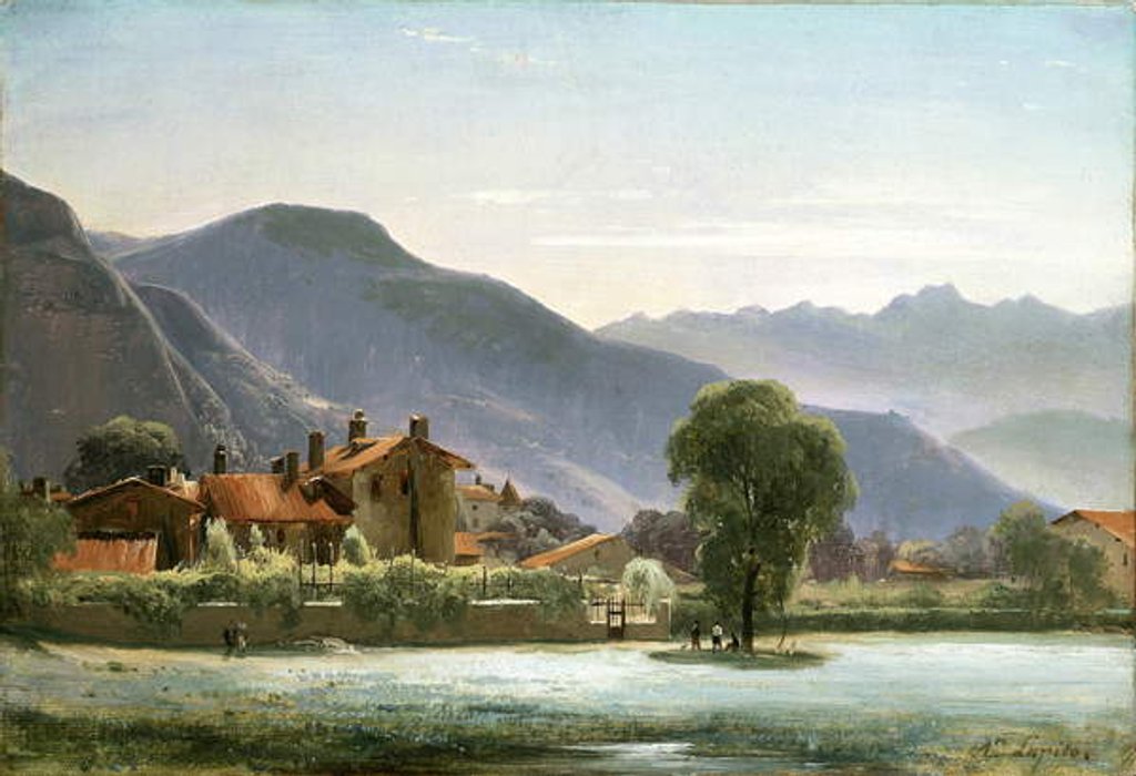 Detail of Village in the Foothills, c.1830 by Louis-Auguste Lapito