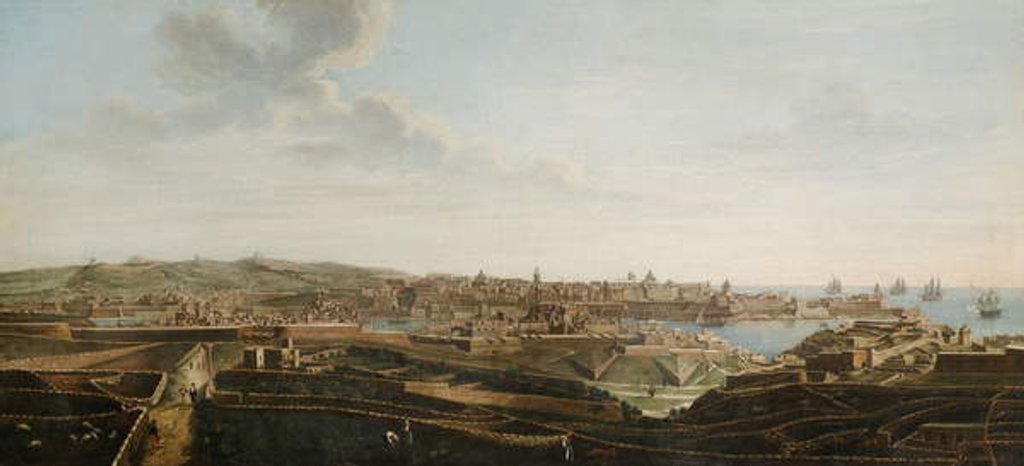 Detail of One of a set of seven views of Valletta, Malta and its environs, c.1753 by Alberto Pullicino