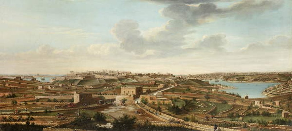 Detail of One of a set of seven views of Valletta, Malta and its environs, c.1753 by Alberto Pullicino