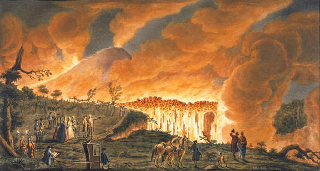 Detail of View of Hamilton escorting their Sicilian majesties on 11th May 1771, to observe the lava flow from the great eruption of Vesuvius by Pietro Fabris