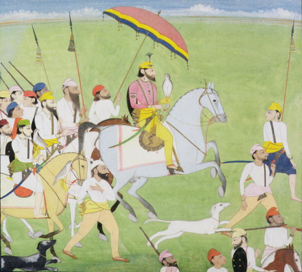 Detail of Rajah Dhian Singh hunting with companions, c.1834-40 by Indian School