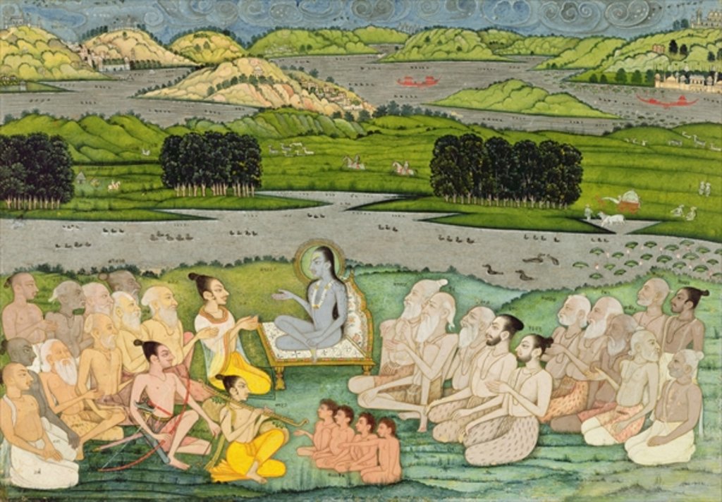 Detail of The sage Shuku Deva addressing King Parikshit & a group of Sadhus, c.1760 by School Mughal