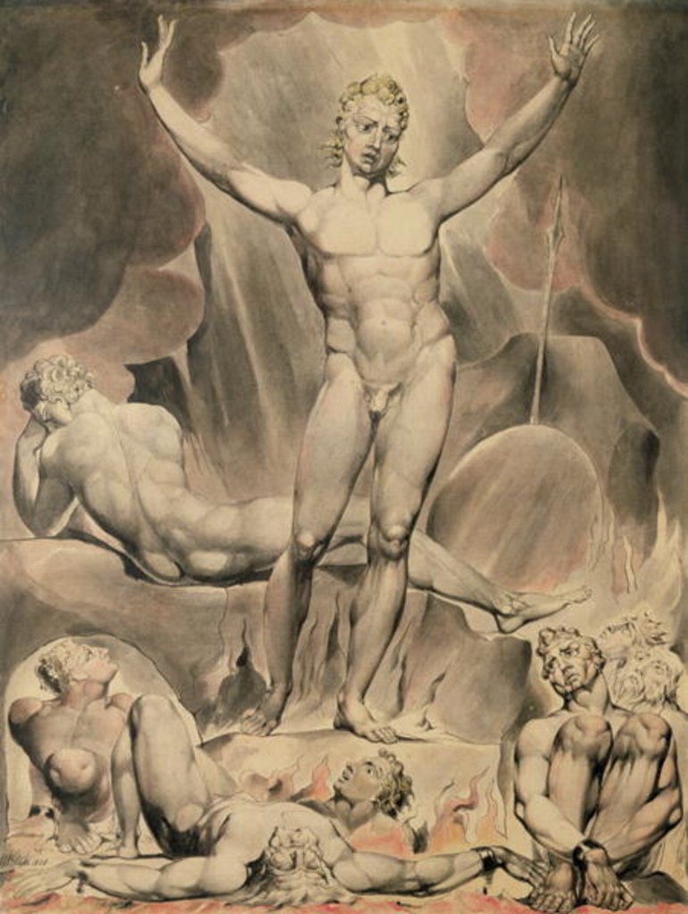 Detail of Satan Arousing the Rebel Angels, 1808 by William Blake