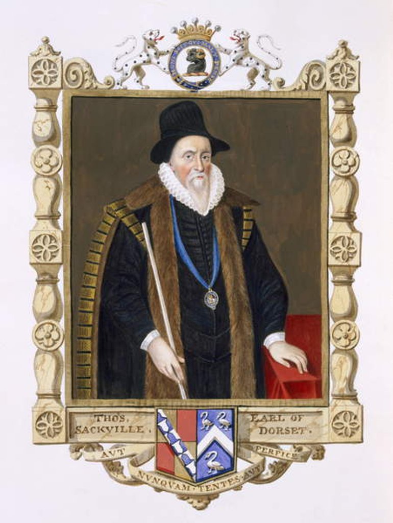 Detail of Portrait of Thomas Sackville 1st Baron Buckhurst by Sarah Countess of Essex