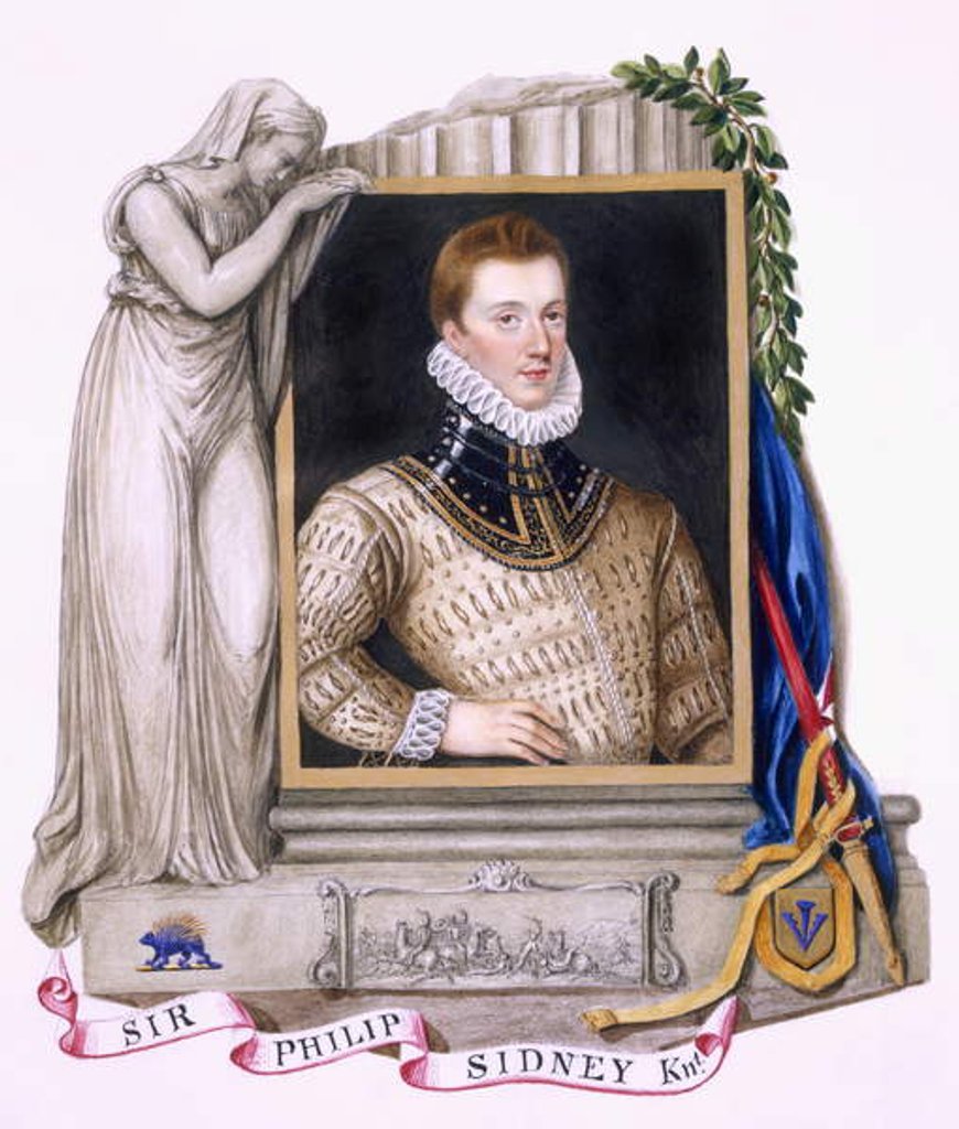 Detail of Portrait of Sir Philip Sidney by Sarah Countess of Essex