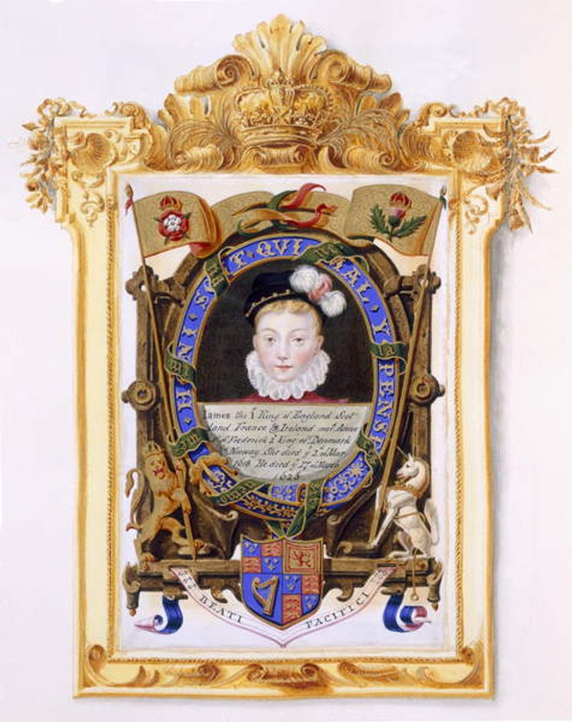 Detail of Portrait of James VI of Scotland Later James I of England as a boy c.1574 by Sarah Countess of Essex