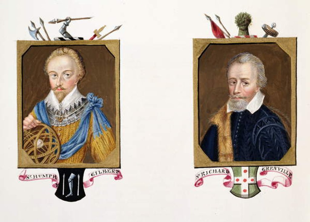 Detail of Double portrait of Sir Humphrey Gilbert and Sir Richard Grenville by Sarah Countess of Essex