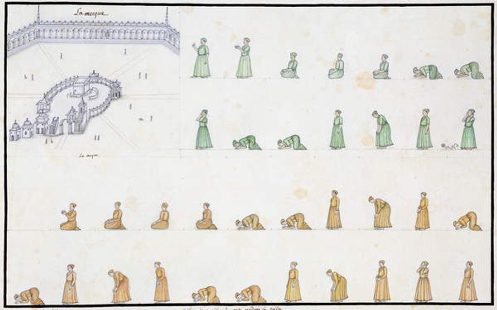 Detail of Different positions of the Body during Prayer from 'The Gentil Album', published in 1774 by French School