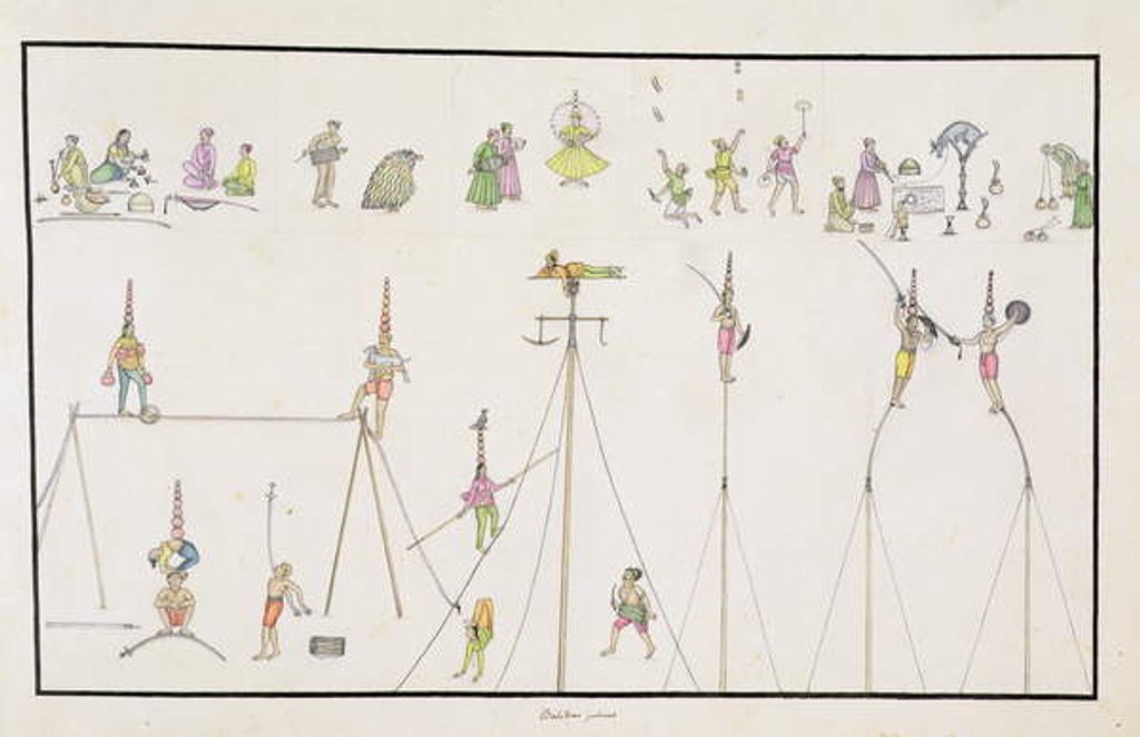Detail of Acrobats, Jugglers, Impersonators, Entertainers from 'The Gentil Album', published in 1774 by French School