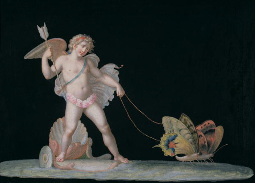 Detail of Cupid led by butterflies by Michelangelo Maestri