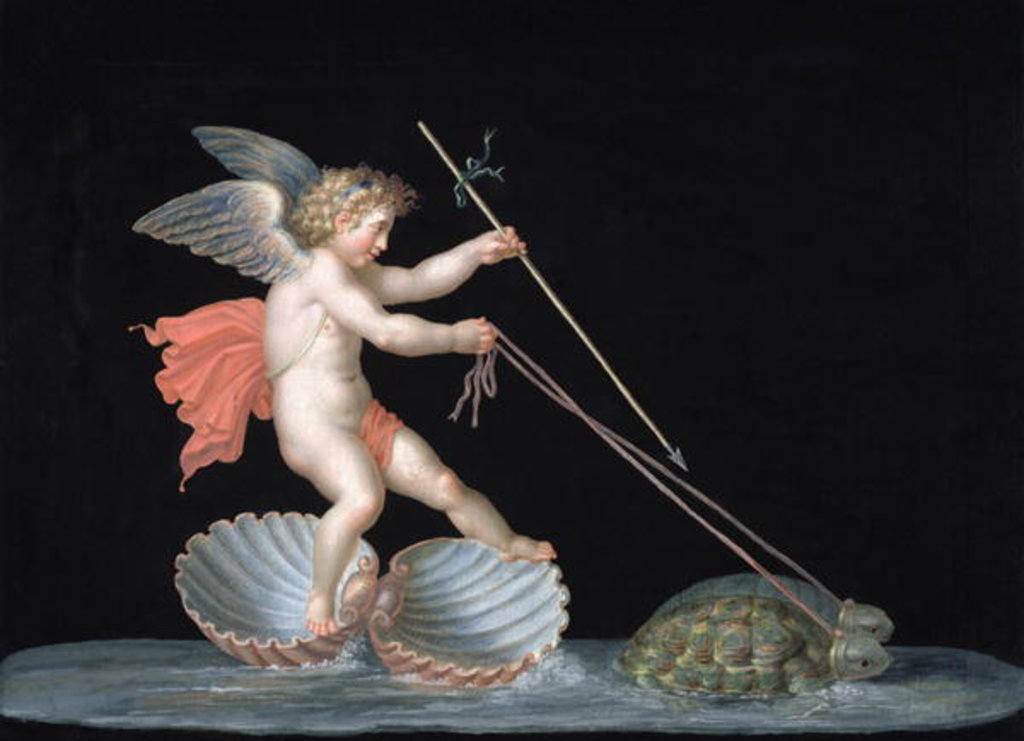 Detail of Cupid being led by Tortoises by Michelangelo Maestri