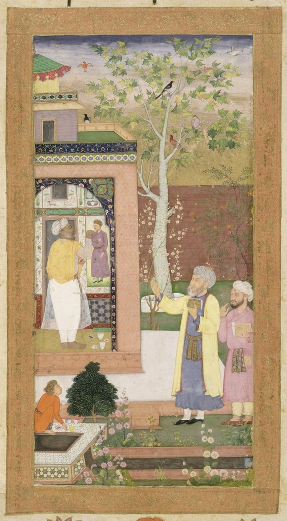 Detail of An artist decorating the interior of a garden pavilion by Mughal School