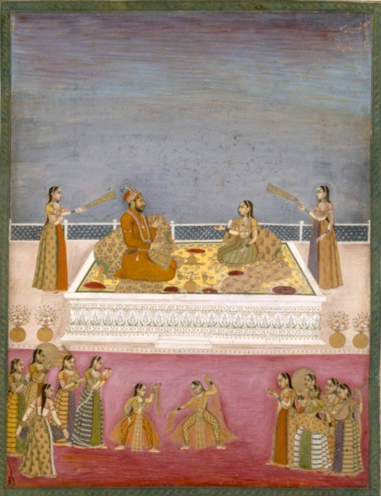 Detail of The young Mughal Emperor Muhammad Shah at a nautch performance, c.1725 by School Mughal