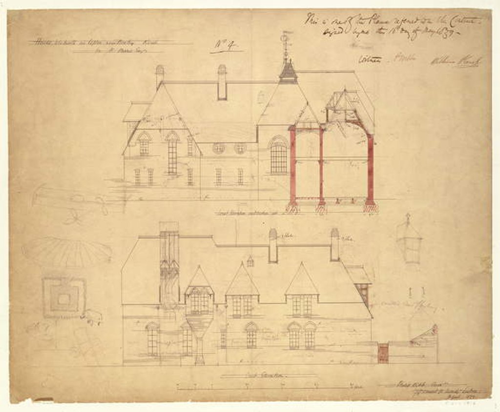 Detail of Elevations for The Red House, Bexley Heath by Philip Webb