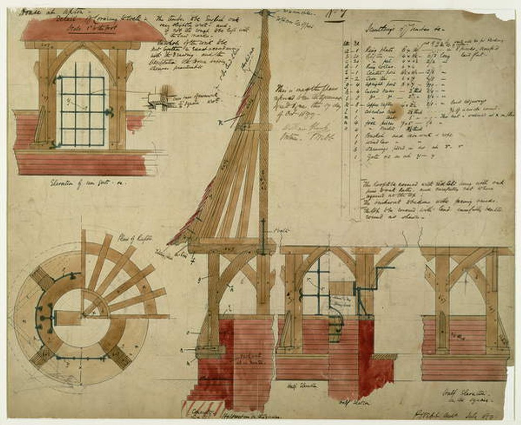 Detail of Plans for the Red House, Bexley Heath by Philip Webb