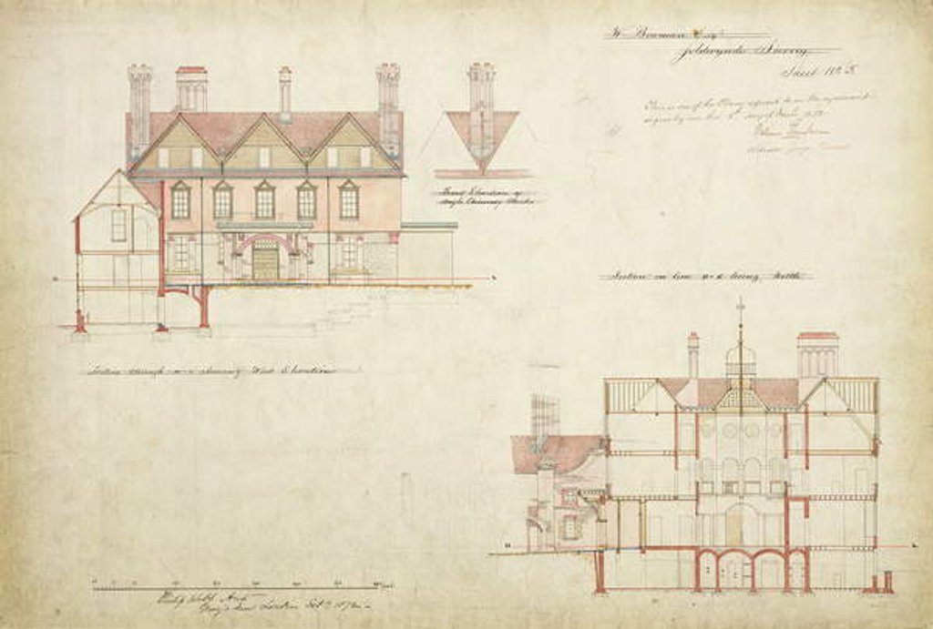 Detail of Design for Joldwyns, Surrey, 1872 by Philip Webb