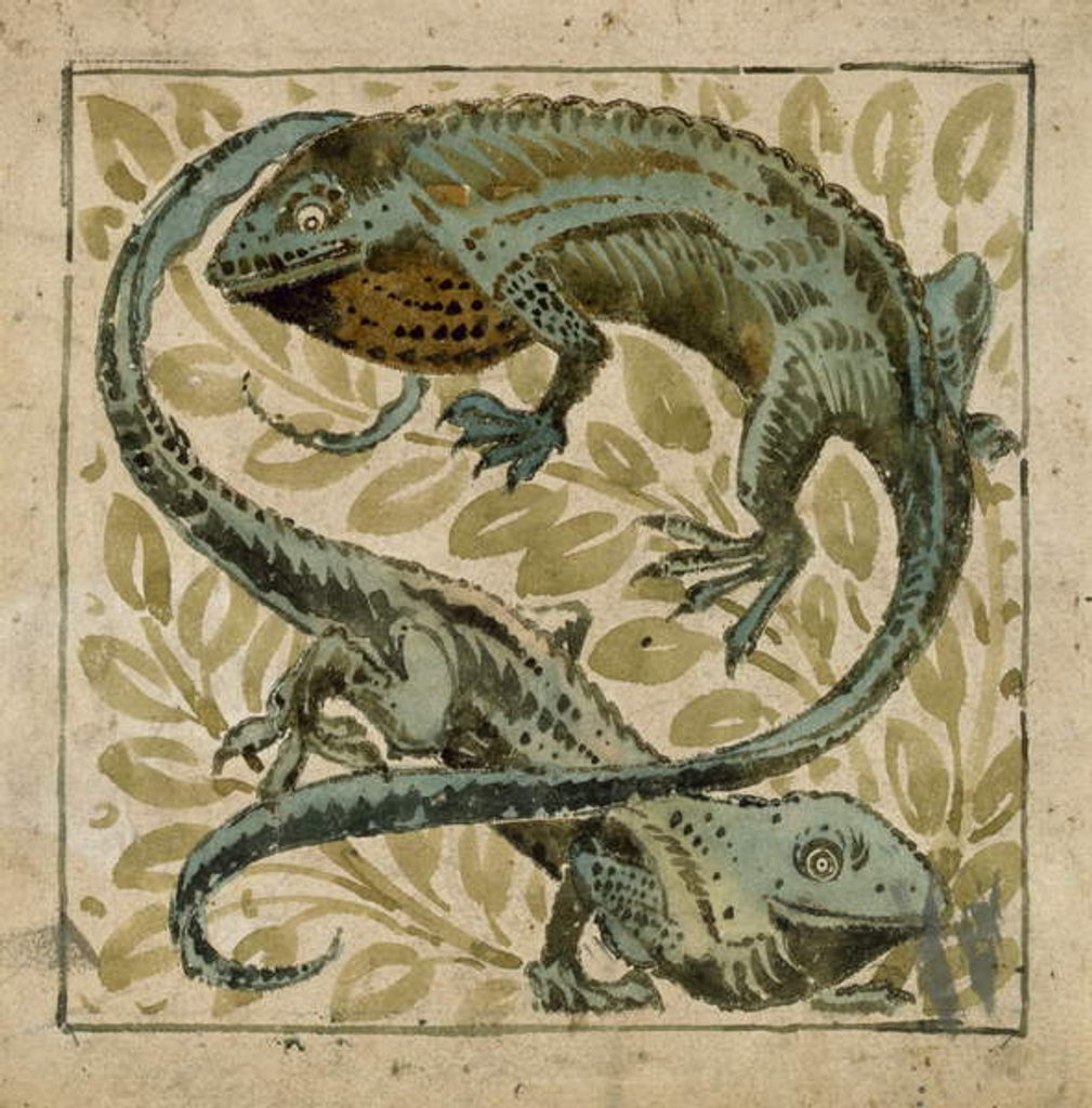 Detail of Lizards, design for a tile by William De Morgan