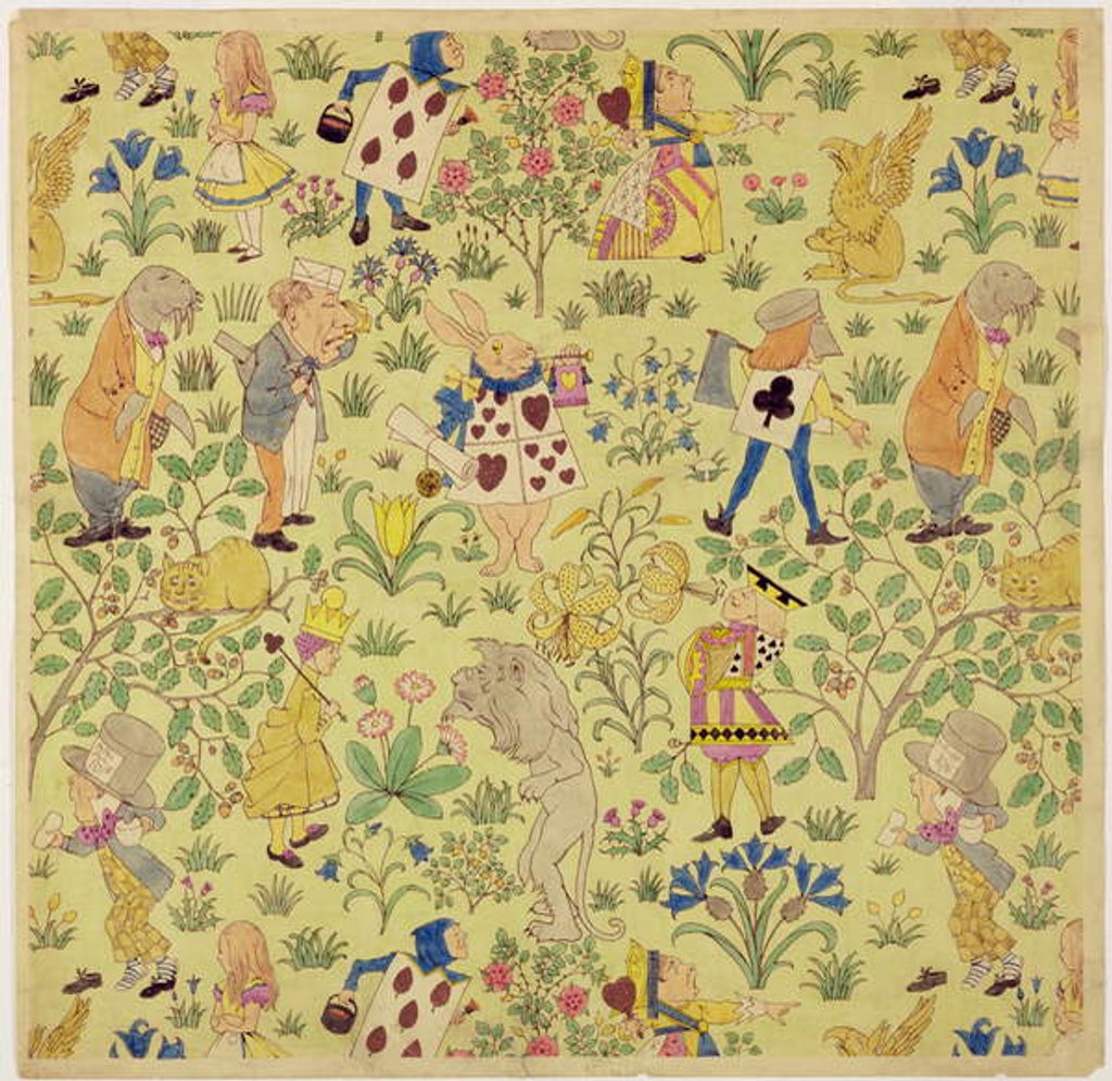 Detail of Textile design for 'Alice in Wonderland' by Charles Francis Annesley Voysey