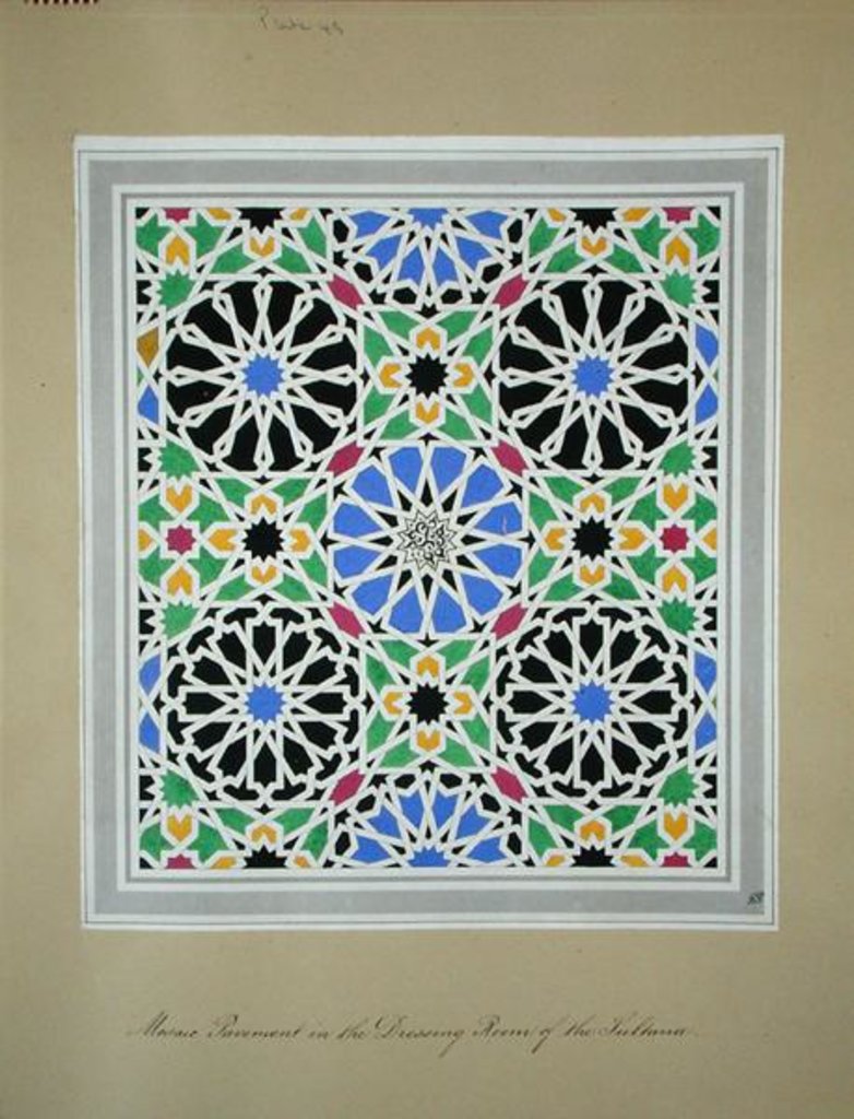 Detail of Mosaic pavement in the dressing room of the Sultana, Alhambra by James Cavanagh Murphy