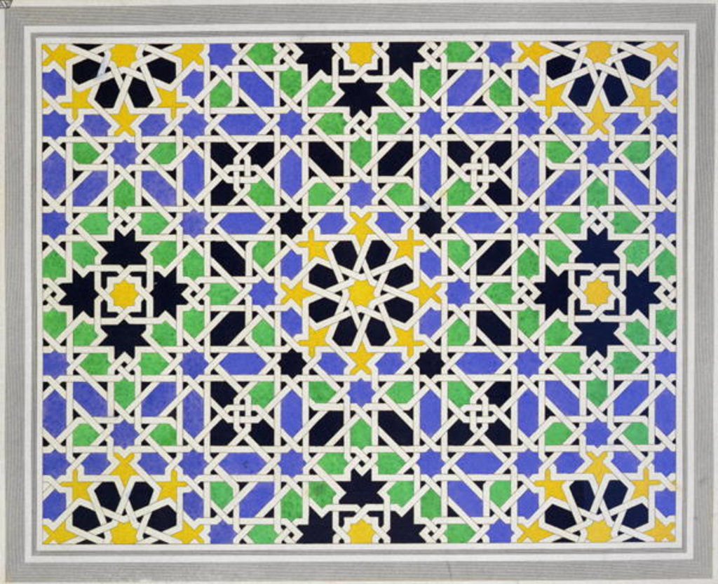 Detail of Mosaic in dado of the door in the hall of the Two Sisters, Alhambra by James Cavanagh Murphy