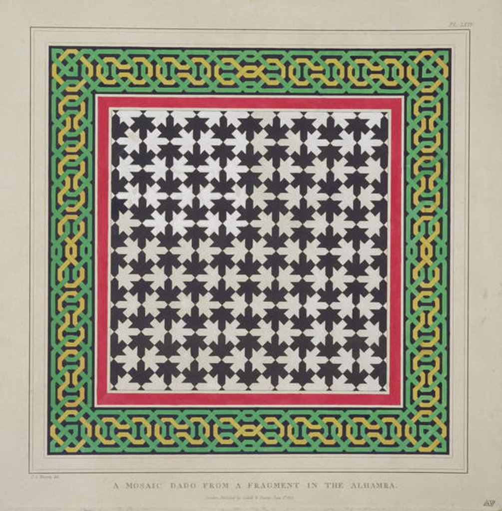 Detail of Mosaic dado from a fragment in the Alhambra by James Cavanagh Murphy