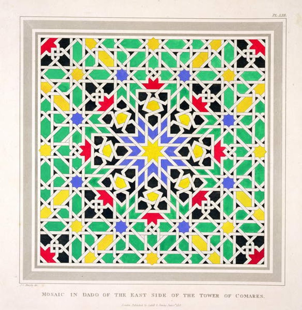Detail of Mosaic in the dado of the east side of the Tower of Comares, Alhambra by James Cavanagh Murphy
