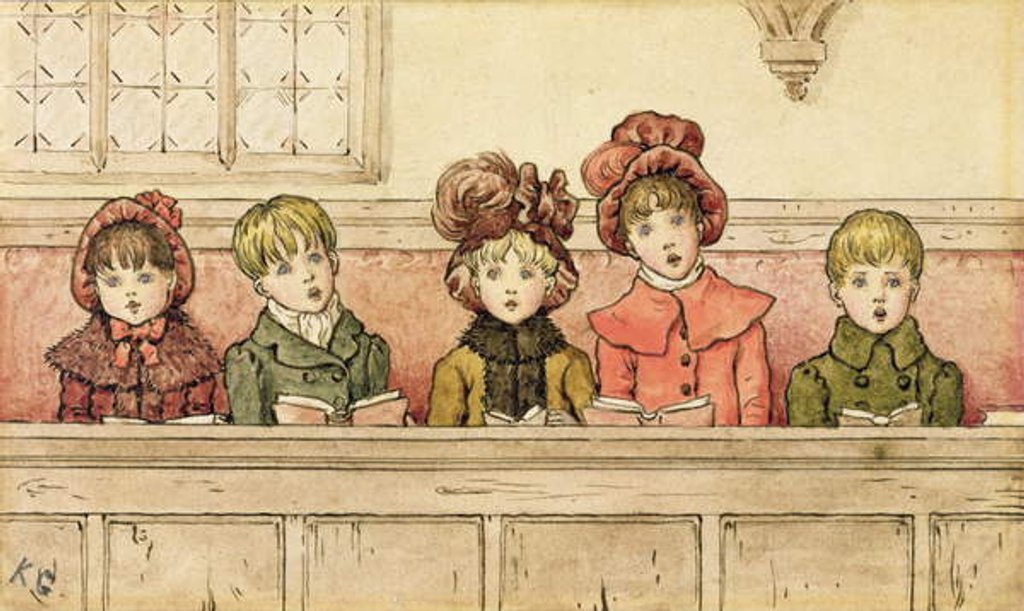 Detail of Singing in church by Kate Greenaway