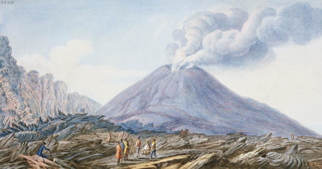 Detail of View of the Atrio di Cavallo between Somma and Vesuvius by Pietro Fabris