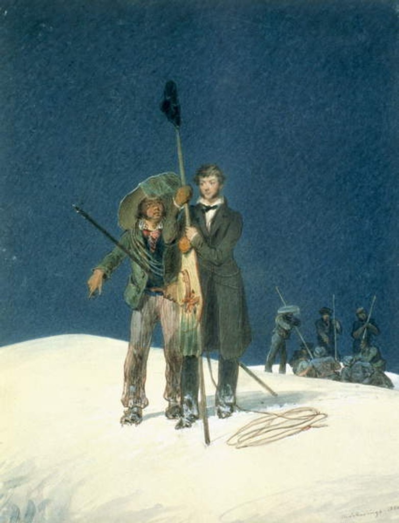 Detail of Charles Fellows with William Hawes, Plants a Baton on the Summit by W.S. Hastings