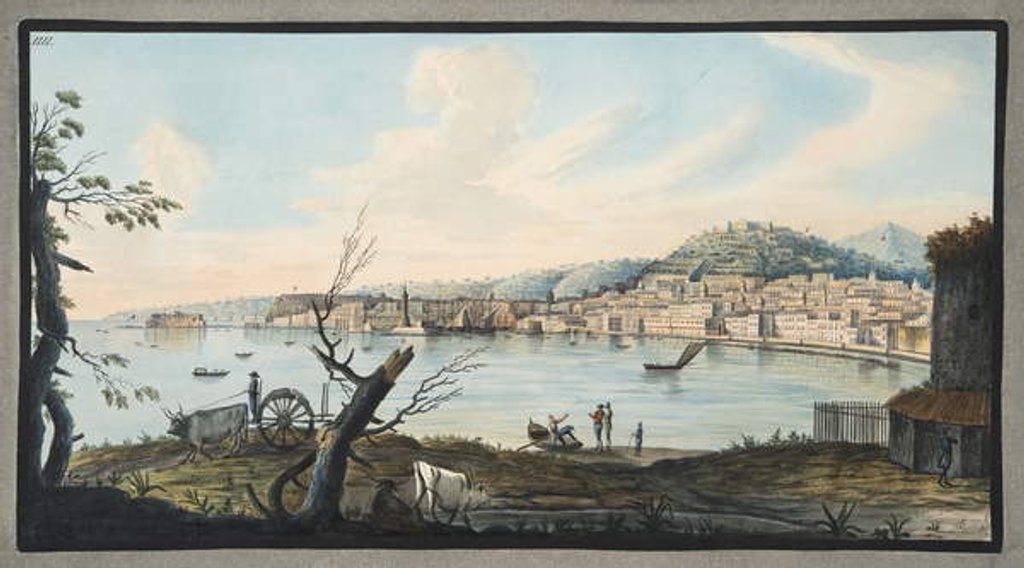 Detail of Bay of Naples from sea shore near the Maddalena Bridge by Pietro Fabris