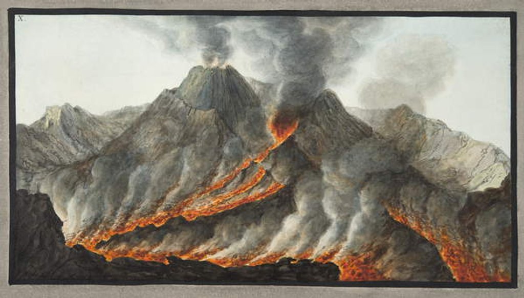 Detail of Crater of Mount Vesuvius from an original drawing executed at the scene in 1756 by Pietro Fabris