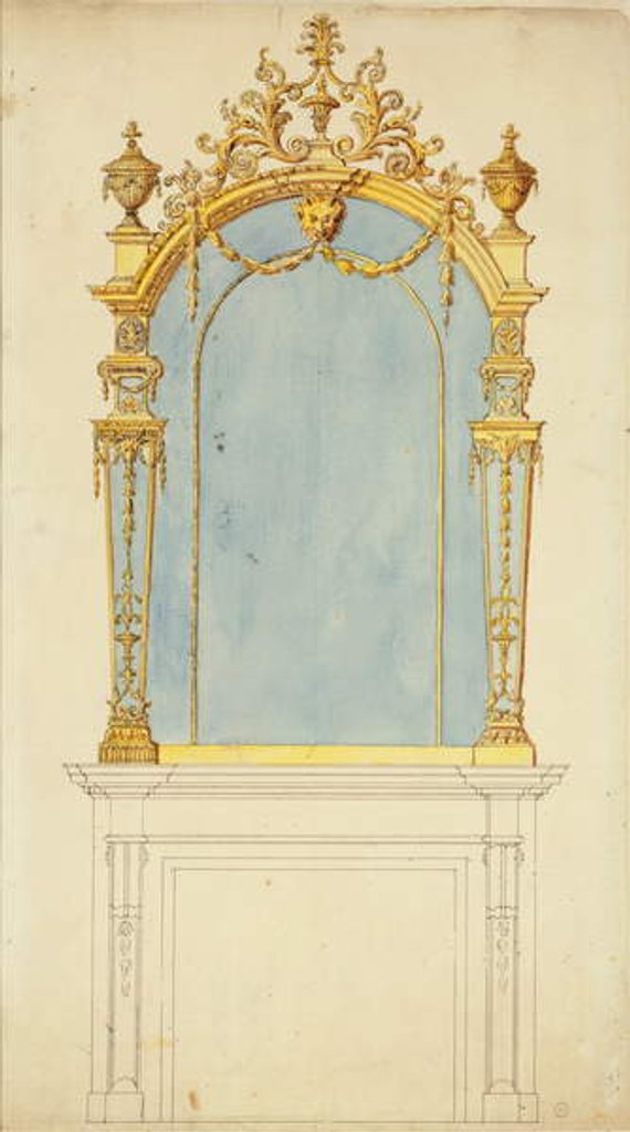 Detail of Design for a giltwood mirror, c.1765-70 by Thomas Chippendale